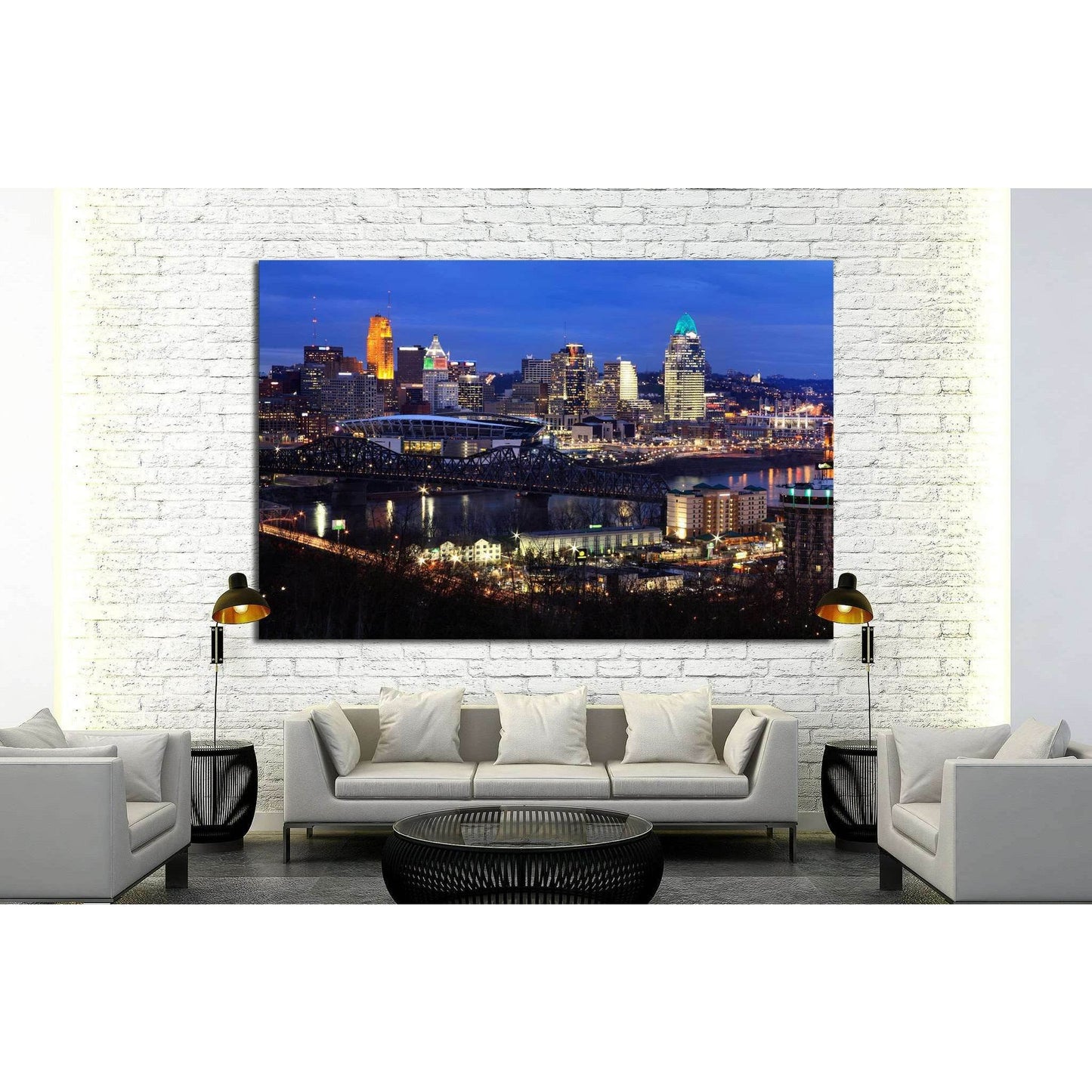 Skyscrapers On A Winter's Eve In Cincinnati Ohio, USA №1676 Ready to Hang Canvas PrintCanvas art arrives ready to hang, with hanging accessories included and no additional framing required. Every canvas print is hand-crafted, made on-demand at our worksho