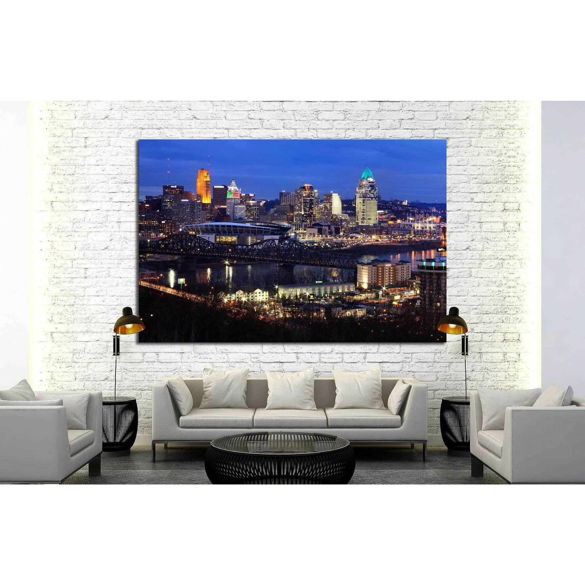 Skyscrapers On A Winter's Eve In Cincinnati Ohio, USA №1676 Ready to Hang Canvas PrintCanvas art arrives ready to hang, with hanging accessories included and no additional framing required. Every canvas print is hand-crafted, made on-demand at our worksho