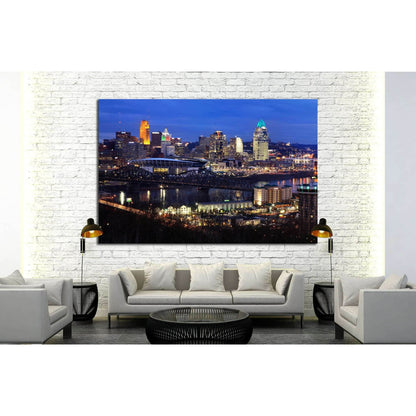 Skyscrapers On A Winter's Eve In Cincinnati Ohio, USA №1676 Ready to Hang Canvas PrintCanvas art arrives ready to hang, with hanging accessories included and no additional framing required. Every canvas print is hand-crafted, made on-demand at our worksho