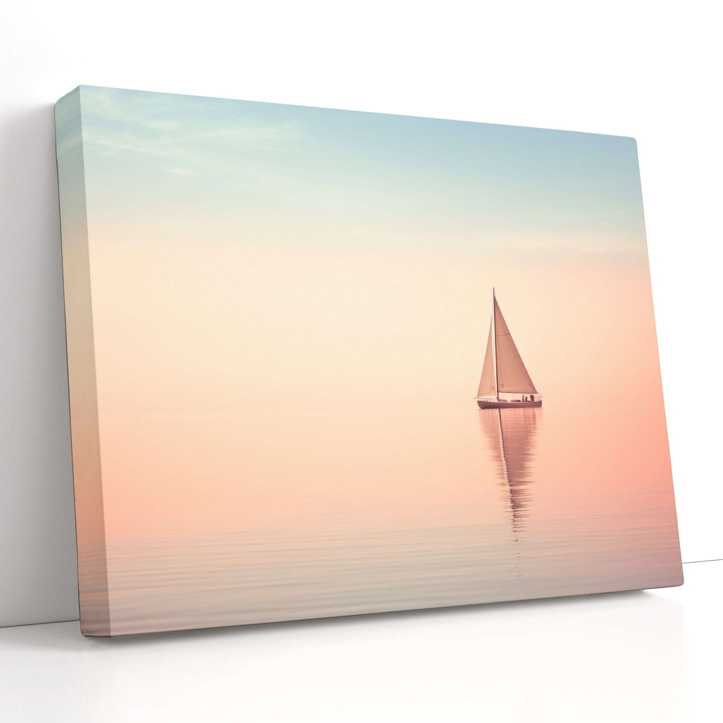 Small Sailboat under the Blushing Sky - Canvas Print - Artoholica Ready to Hang Canvas Print