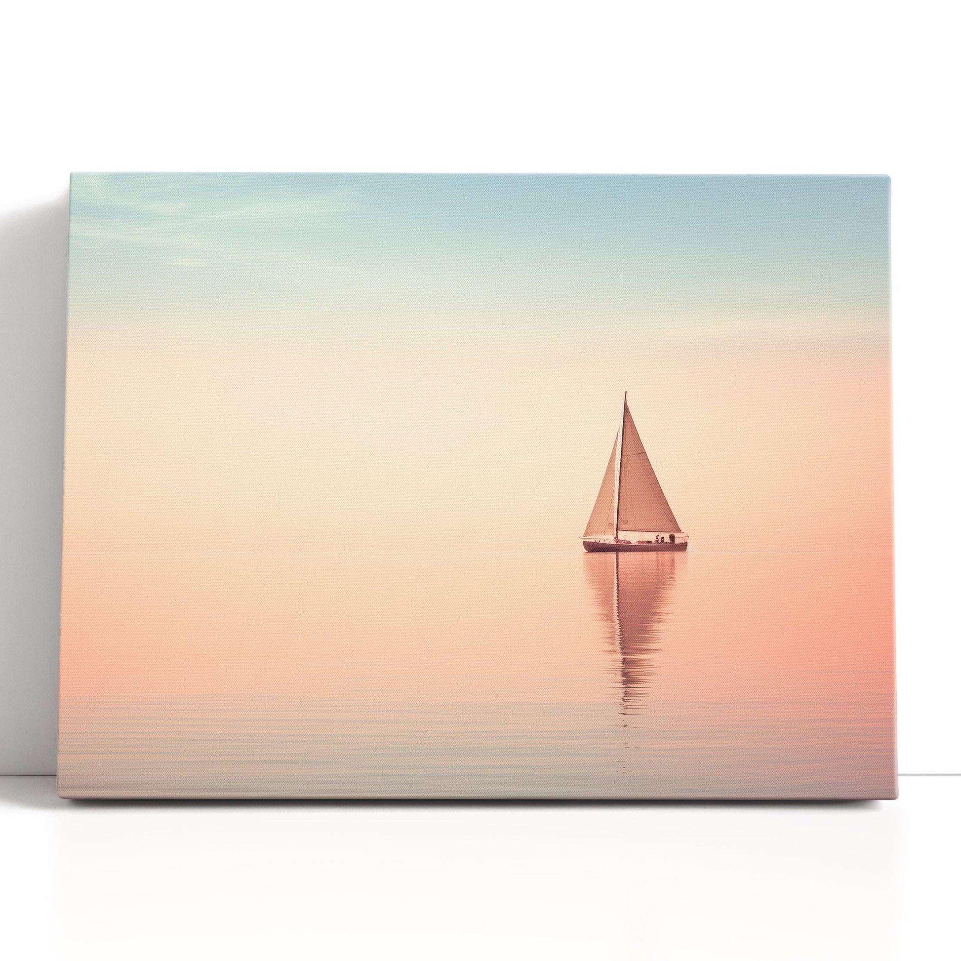 Small Sailboat under the Blushing Sky - Canvas Print - Artoholica Ready to Hang Canvas Print