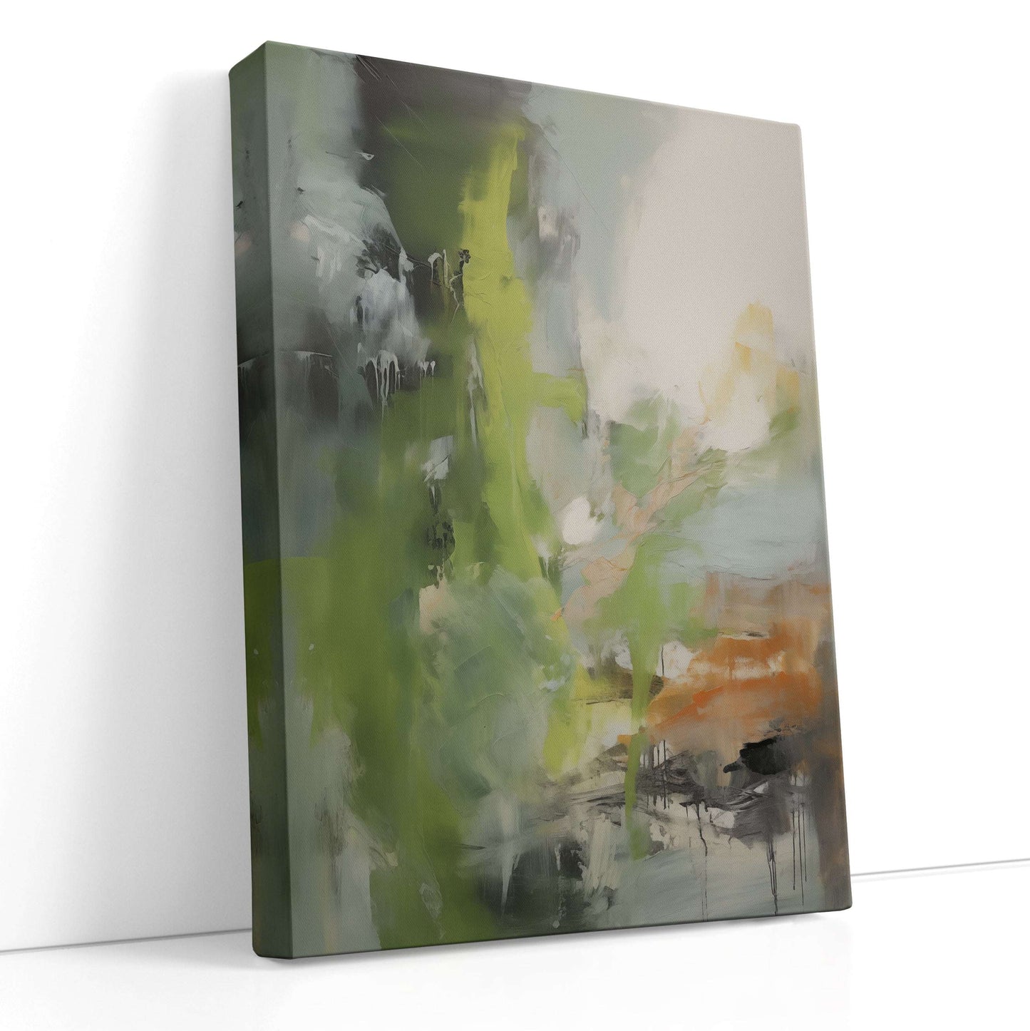 Soft Green and Earth Tones Abstract Landscape - Canvas Print - Artoholica Ready to Hang Canvas Print