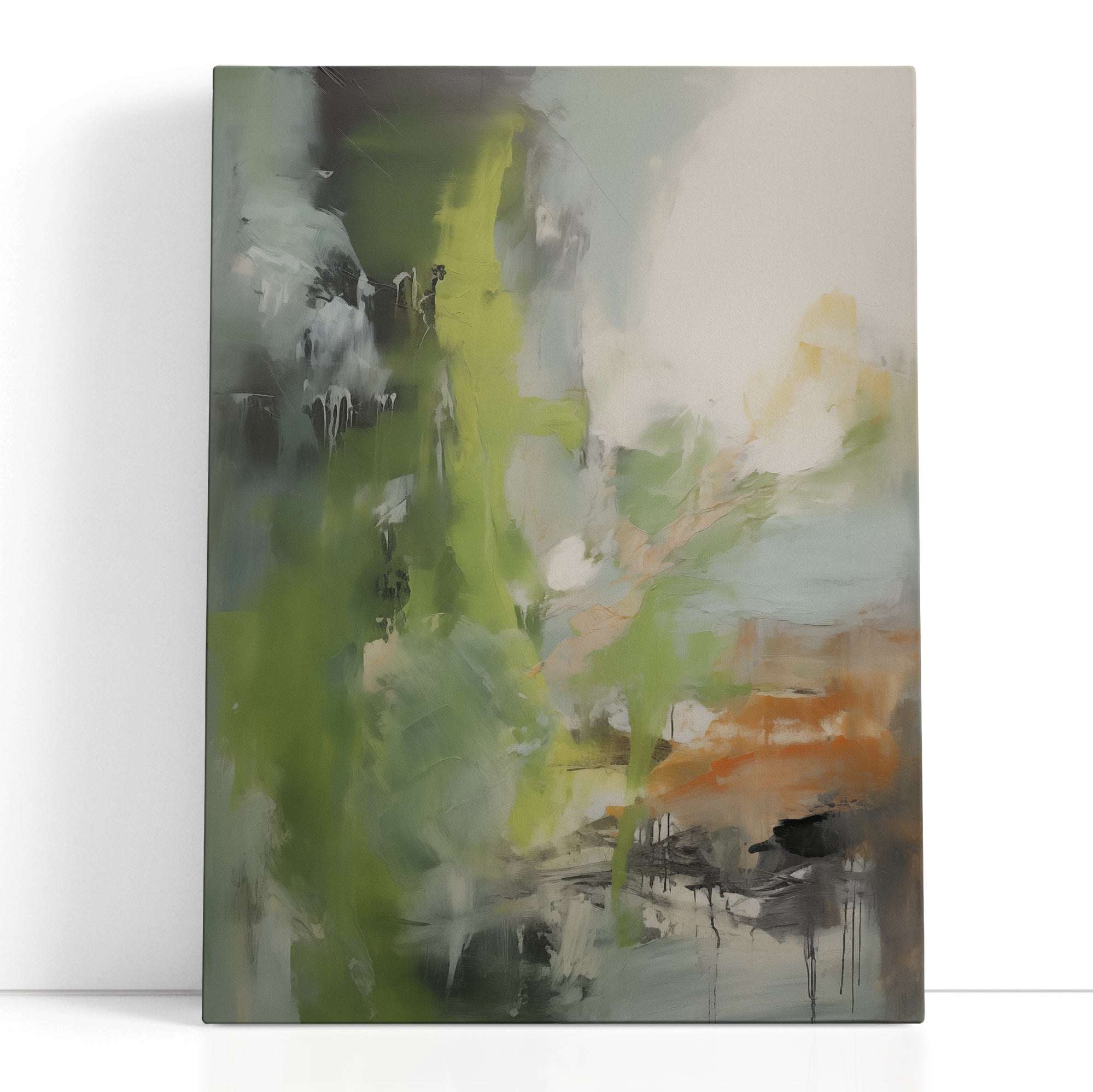 Soft Green and Earth Tones Abstract Landscape - Canvas Print - Artoholica Ready to Hang Canvas Print