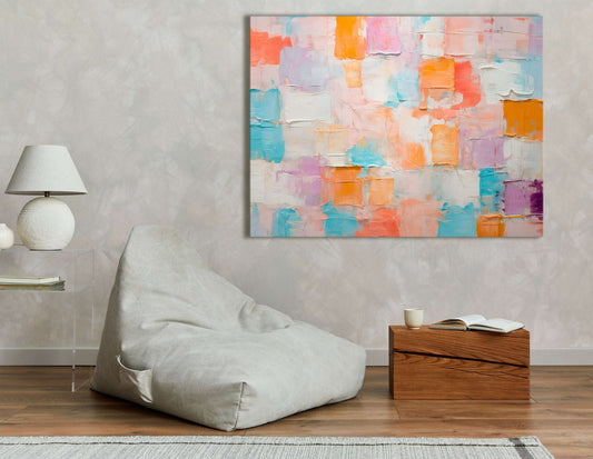 Soft Palette with Impasto Squares - Canvas Print - Artoholica Ready to Hang Canvas Print