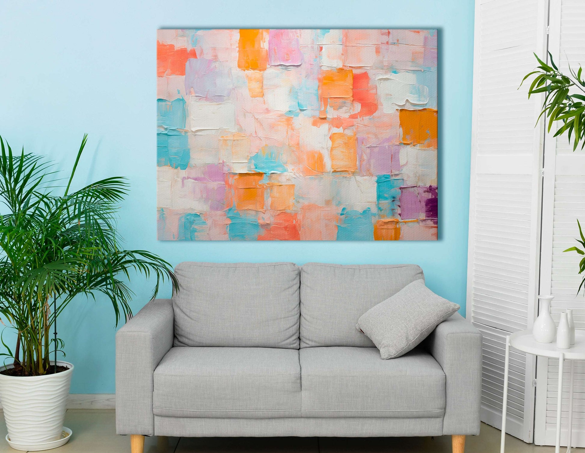 Soft Palette with Impasto Squares - Canvas Print - Artoholica Ready to Hang Canvas Print