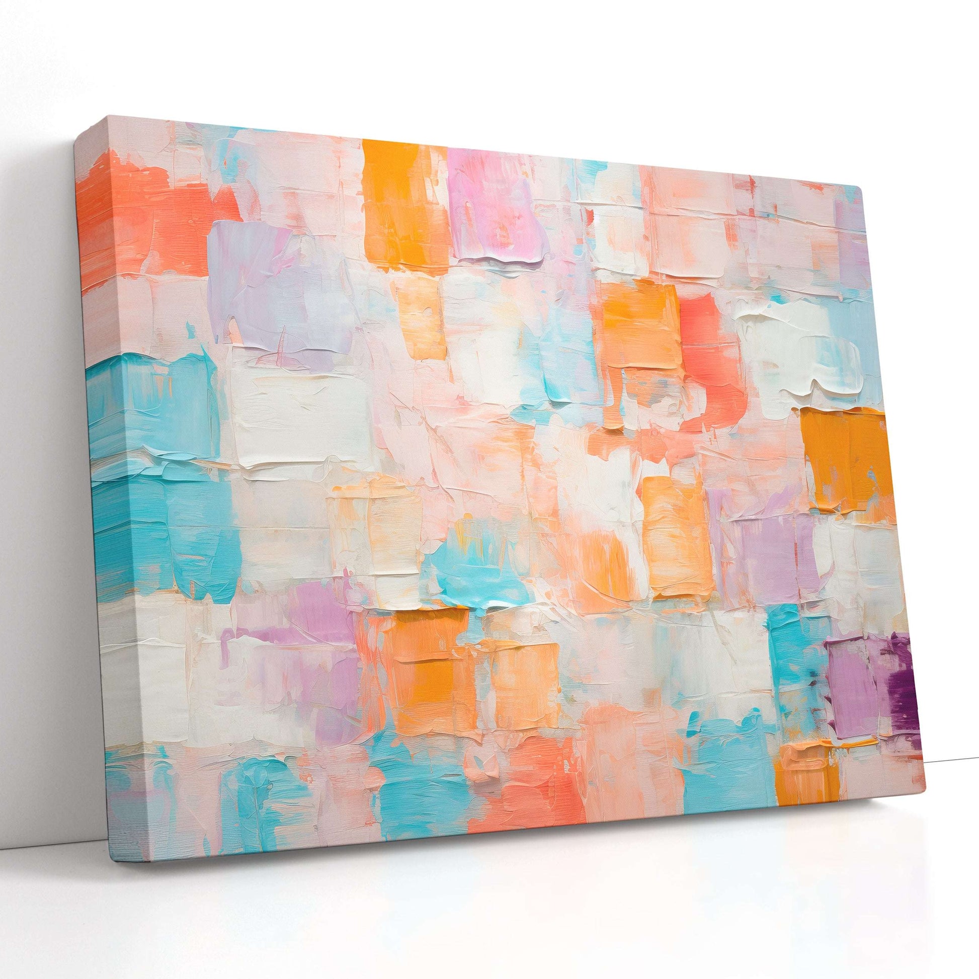 Soft Palette with Impasto Squares - Canvas Print - Artoholica Ready to Hang Canvas Print