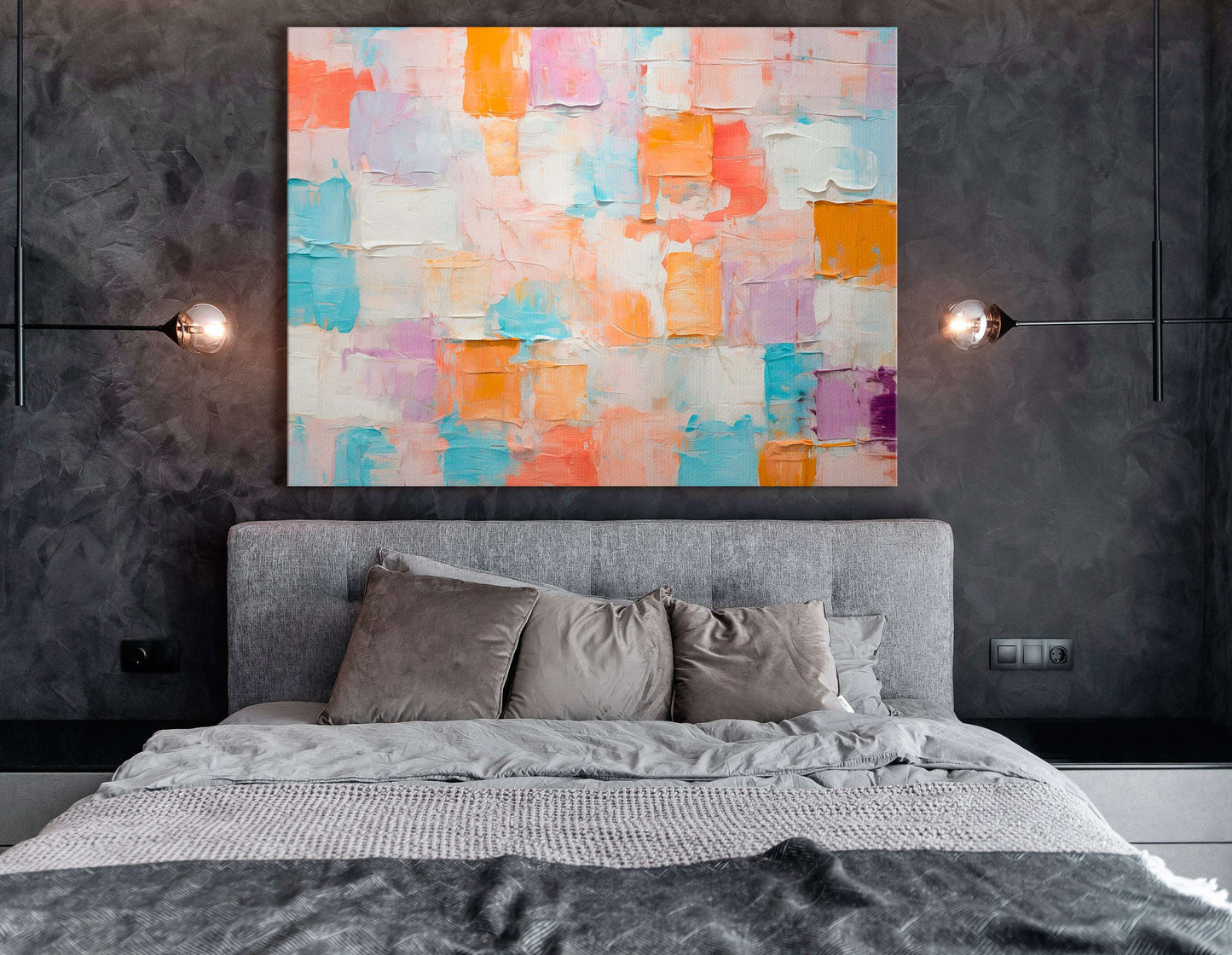 Soft Palette with Impasto Squares - Canvas Print - Artoholica Ready to Hang Canvas Print