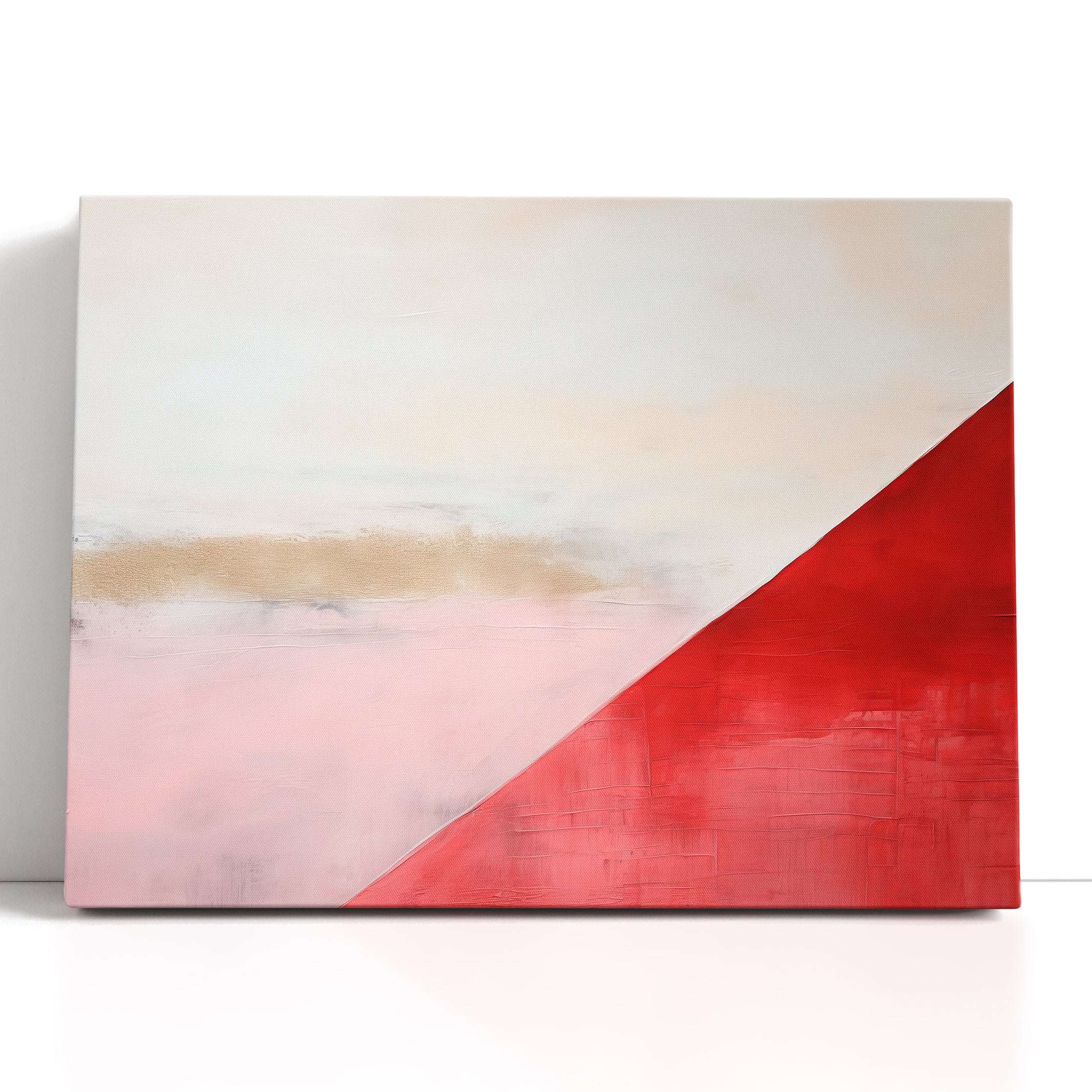 Soft Sand and Scarlet Geometric Abstract - Canvas Print - Artoholica Ready to Hang Canvas Print