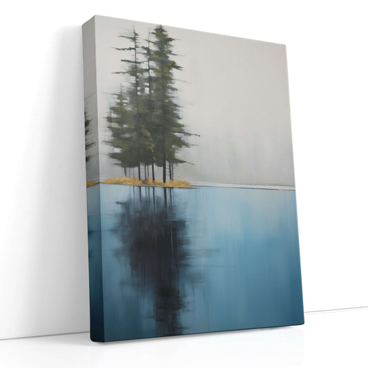 Soothing Blue and Grey Lake Scene - Canvas Print - Artoholica Ready to Hang Canvas Print