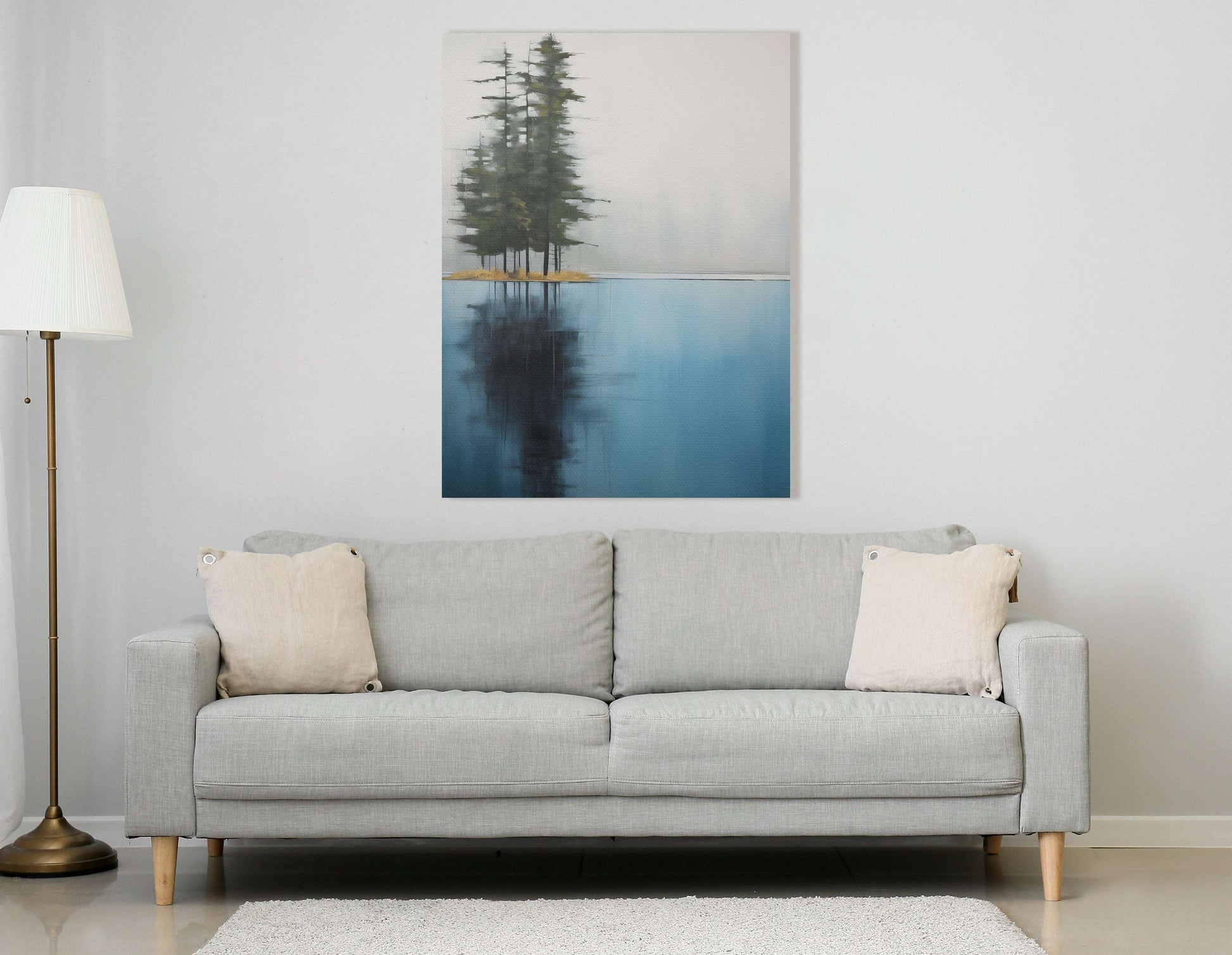 Soothing Blue and Grey Lake Scene - Canvas Print - Artoholica Ready to Hang Canvas Print