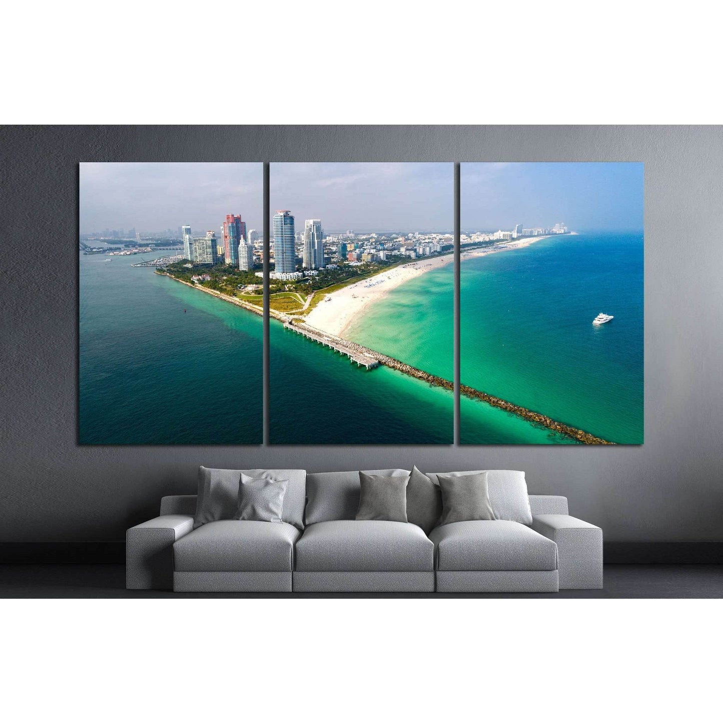 South Beach Aerial Panorama №1108 Ready to Hang Canvas PrintCanvas art arrives ready to hang, with hanging accessories included and no additional framing required. Every canvas print is hand-crafted, made on-demand at our workshop and expertly stretched a