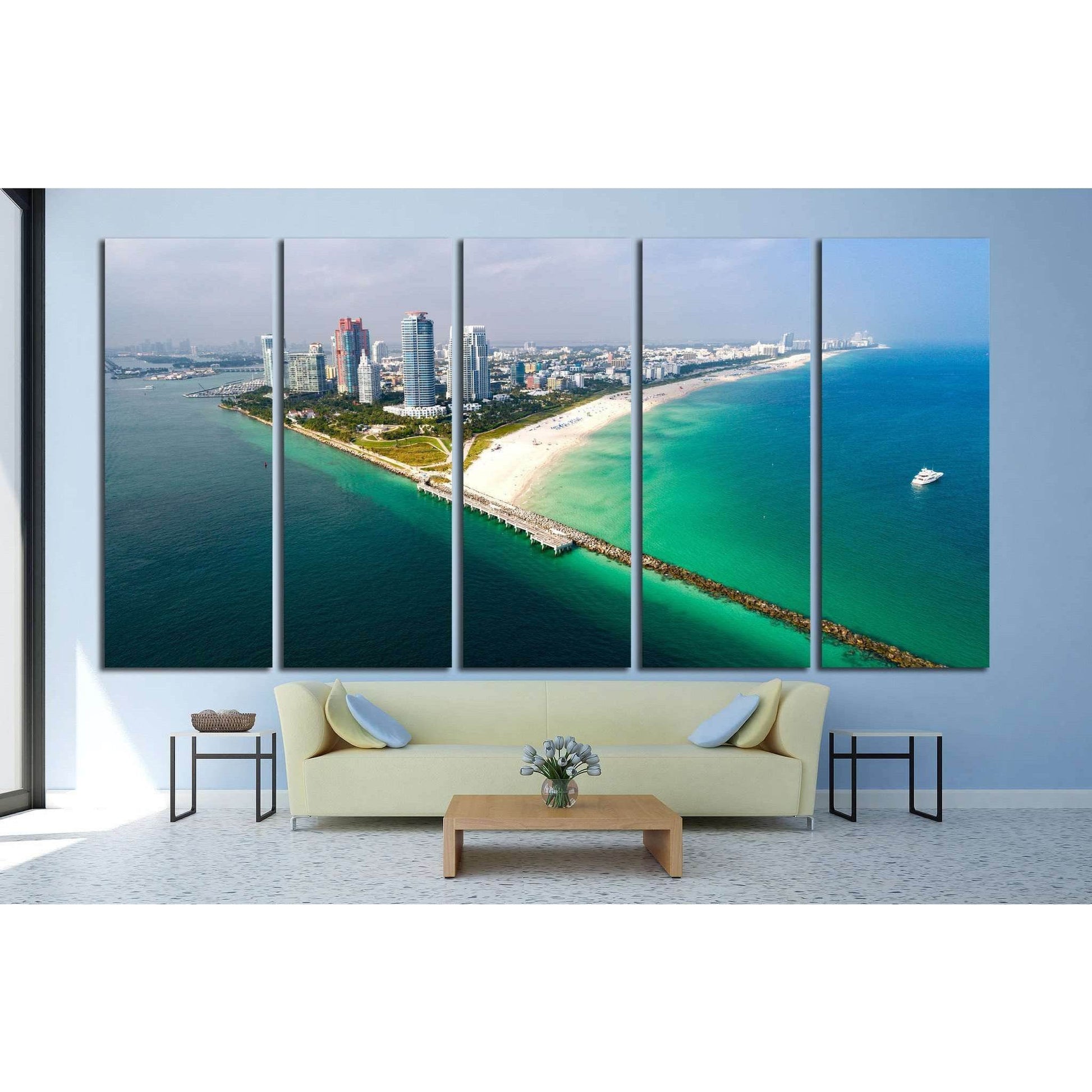 South Beach Aerial Panorama №1108 Ready to Hang Canvas PrintCanvas art arrives ready to hang, with hanging accessories included and no additional framing required. Every canvas print is hand-crafted, made on-demand at our workshop and expertly stretched a