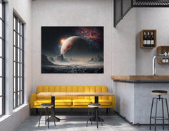 Space Landscape in Black and Crimson - Canvas Print - Artoholica Ready to Hang Canvas Print