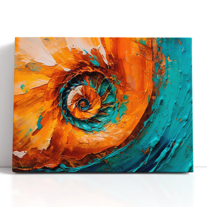 Spiral Vortex in Teal and Amber - Canvas Print - Artoholica Ready to Hang Canvas Print