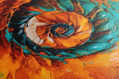 Spiral Vortex in Teal and Amber - Canvas Print - Artoholica Ready to Hang Canvas Print