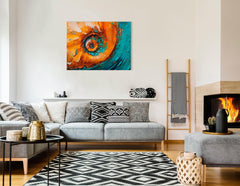 Spiral Vortex in Teal and Amber - Canvas Print - Artoholica Ready to Hang Canvas Print
