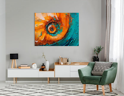 Spiral Vortex in Teal and Amber - Canvas Print - Artoholica Ready to Hang Canvas Print