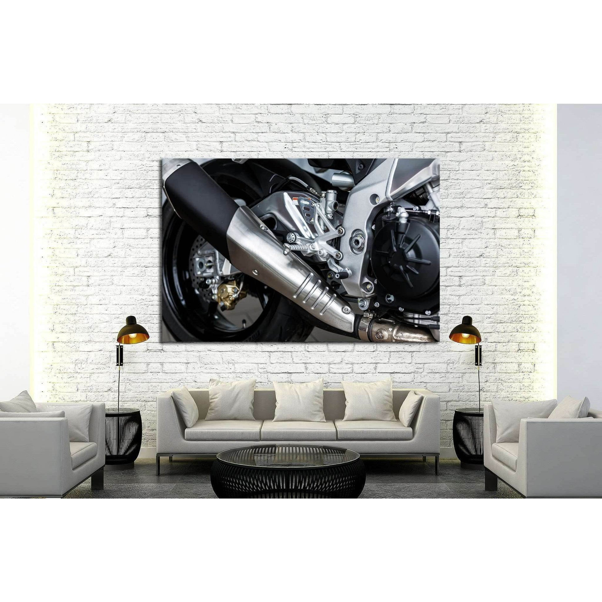 sport motorbike, details of motorcycle №1882 Ready to Hang Canvas PrintCanvas art arrives ready to hang, with hanging accessories included and no additional framing required. Every canvas print is hand-crafted, made on-demand at our workshop and expertly