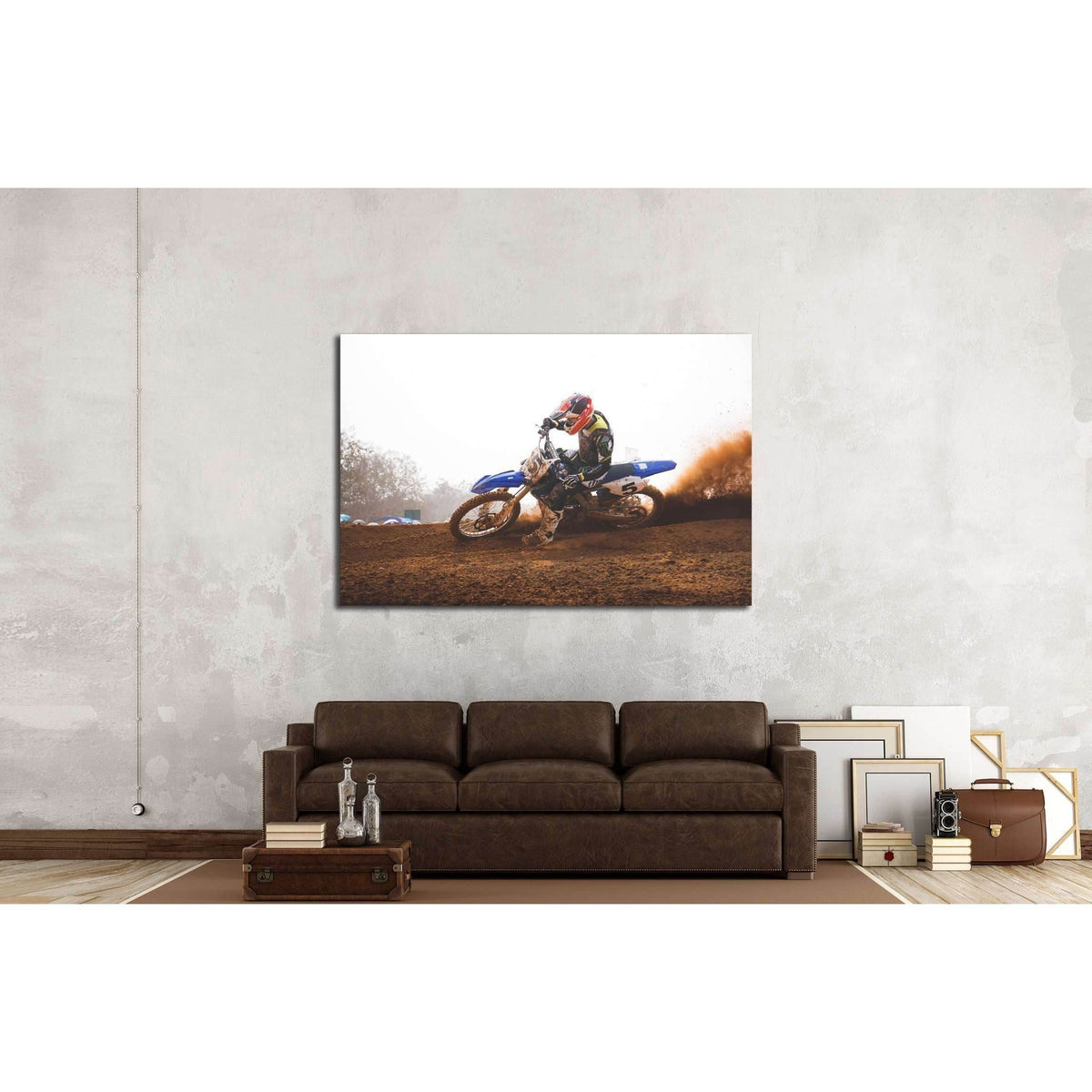 Sport Motorcycle,The motocross competition,rider cornering and free fee to see. №2487 Ready to Hang Canvas PrintCanvas art arrives ready to hang, with hanging accessories included and no additional framing required. Every canvas print is hand-crafted, mad