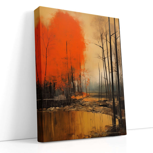 Stark Tree Silhouettes in the Autumn Forest - Canvas Print - Artoholica Ready to Hang Canvas Print