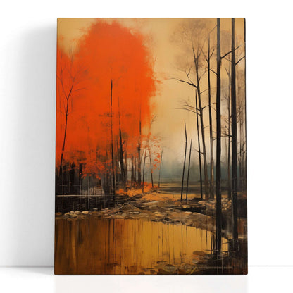 Stark Tree Silhouettes in the Autumn Forest - Canvas Print - Artoholica Ready to Hang Canvas Print