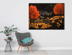 Starlit Countryside Nights - Canvas Print - Artoholica Ready to Hang Canvas Print