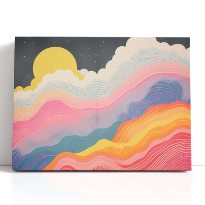 Starry Sky and Color Waves - Canvas Print - Artoholica Ready to Hang Canvas Print