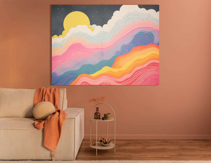 Starry Sky and Color Waves - Canvas Print - Artoholica Ready to Hang Canvas Print