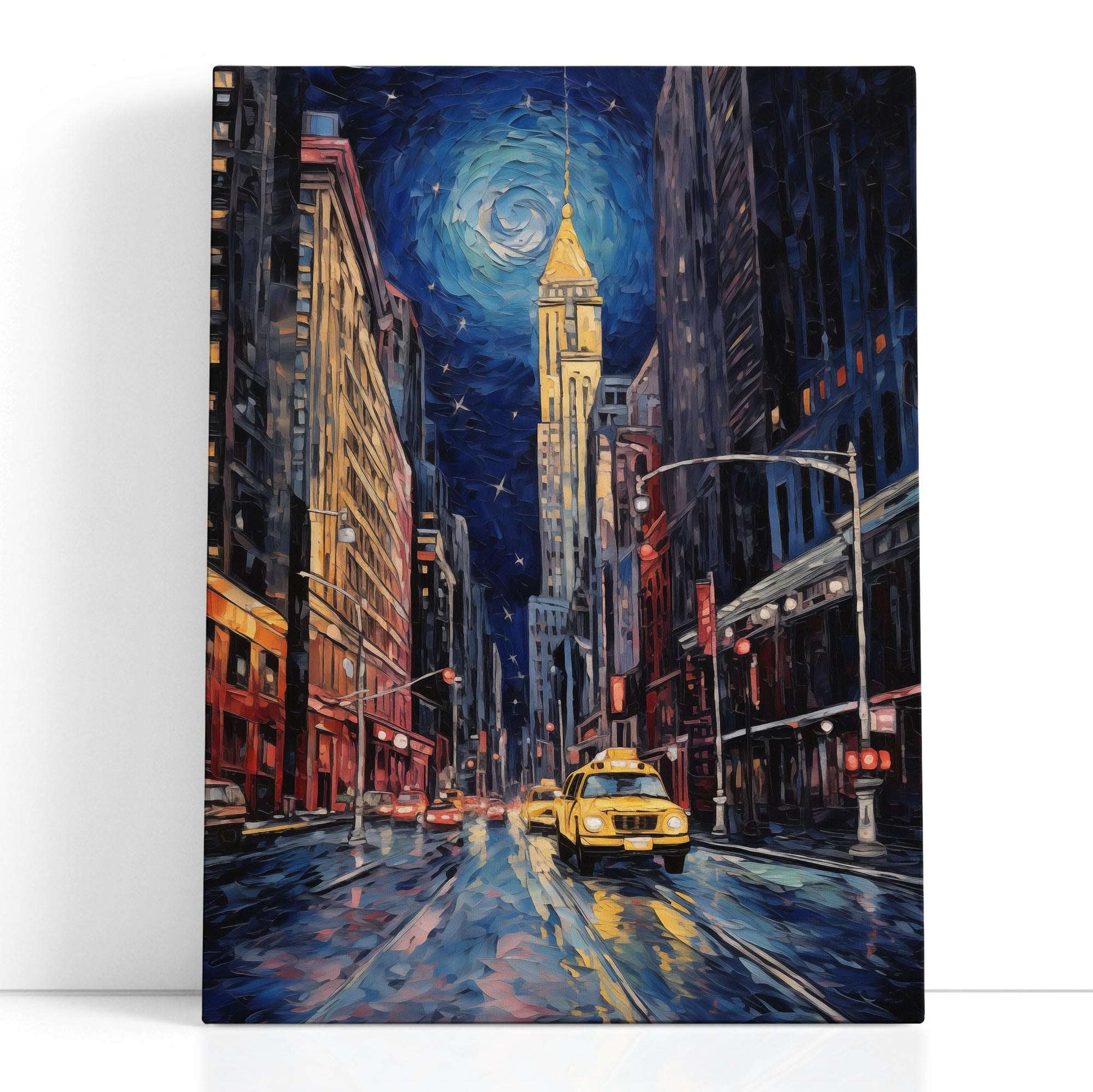 Starry Sky Over City Street - Canvas Print - Artoholica Ready to Hang Canvas Print