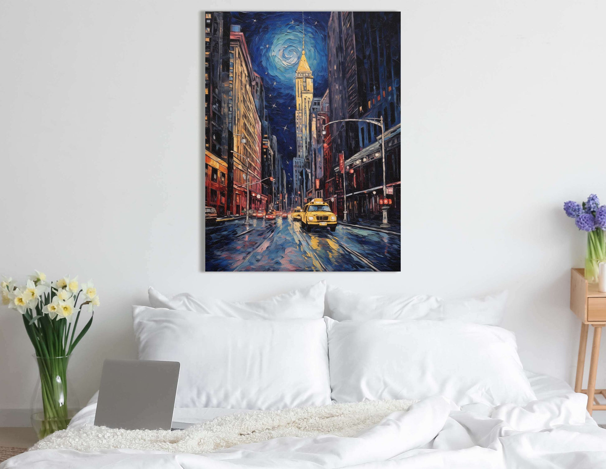 Starry Sky Over City Street - Canvas Print - Artoholica Ready to Hang Canvas Print