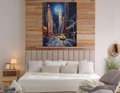 Starry Sky Over City Street - Canvas Print - Artoholica Ready to Hang Canvas Print