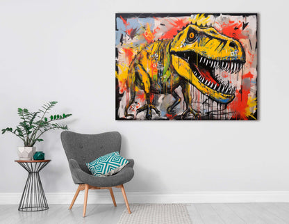 Street Art Dinosaur - Canvas Print - Artoholica Ready to Hang Canvas Print