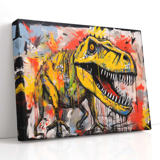 Street Art Dinosaur - Canvas Print - Artoholica Ready to Hang Canvas Print