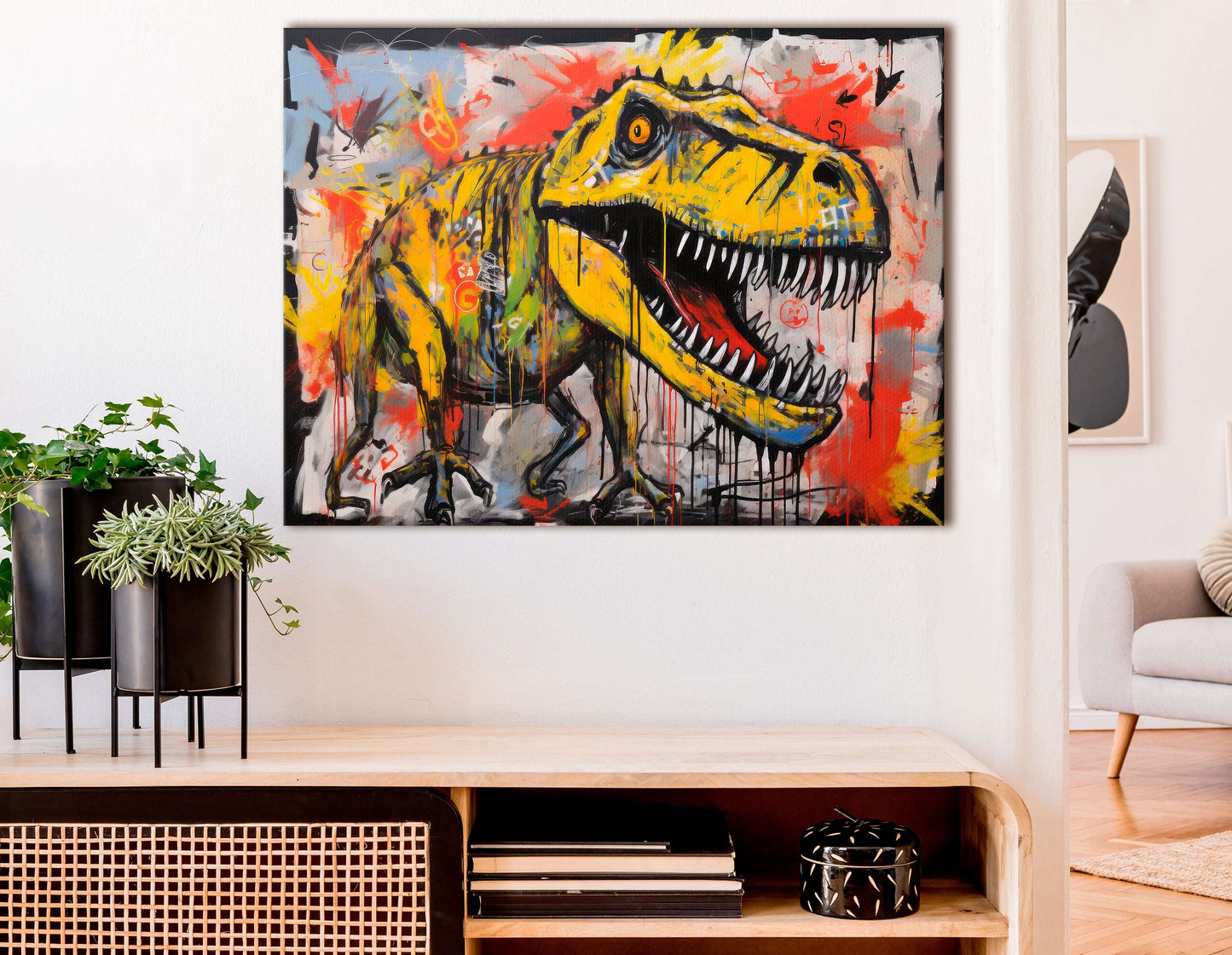 Street Art Dinosaur - Canvas Print - Artoholica Ready to Hang Canvas Print