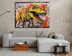 Street Art Dinosaur - Canvas Print - Artoholica Ready to Hang Canvas Print