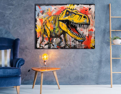 Street Art Dinosaur - Canvas Print - Artoholica Ready to Hang Canvas Print