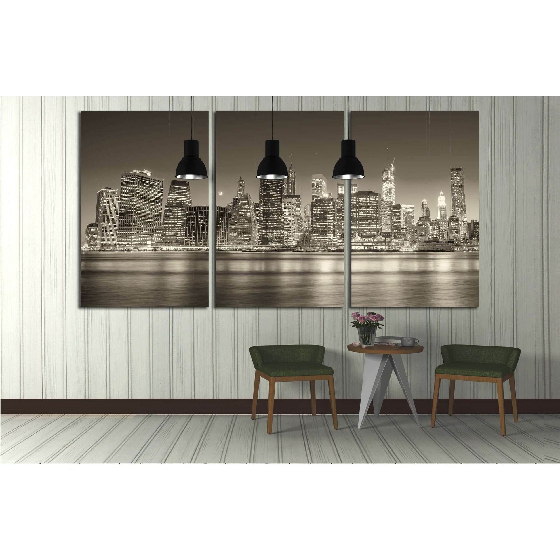 Stunning Manhattan lights at dusk. Reflections on East River - New York №2952 Ready to Hang Canvas PrintCanvas art arrives ready to hang, with hanging accessories included and no additional framing required. Every canvas print is hand-crafted, made on-dem