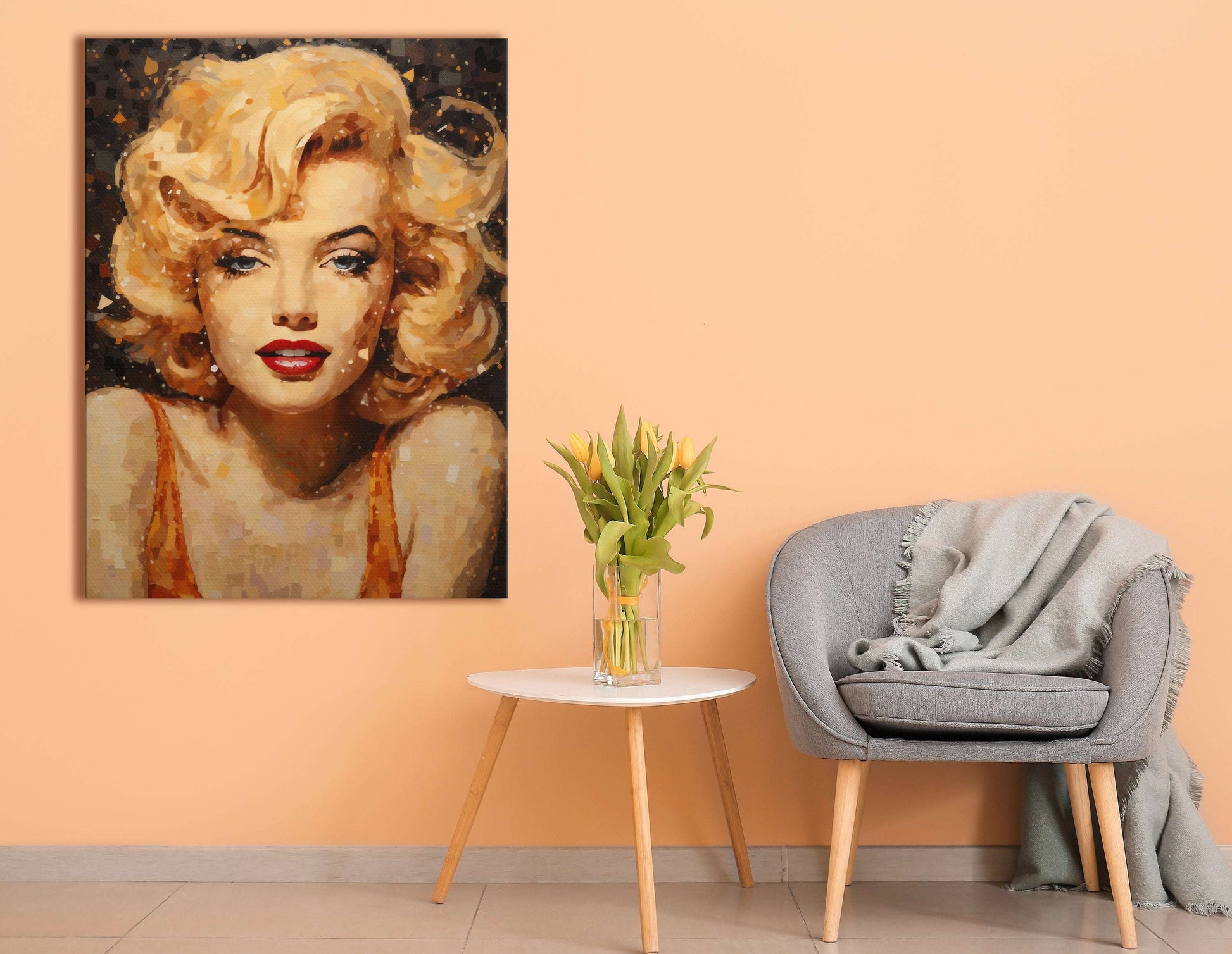 Stylized Mosaic Portrait of Marilyn Monroe - Canvas Print - Artoholica Ready to Hang Canvas Print