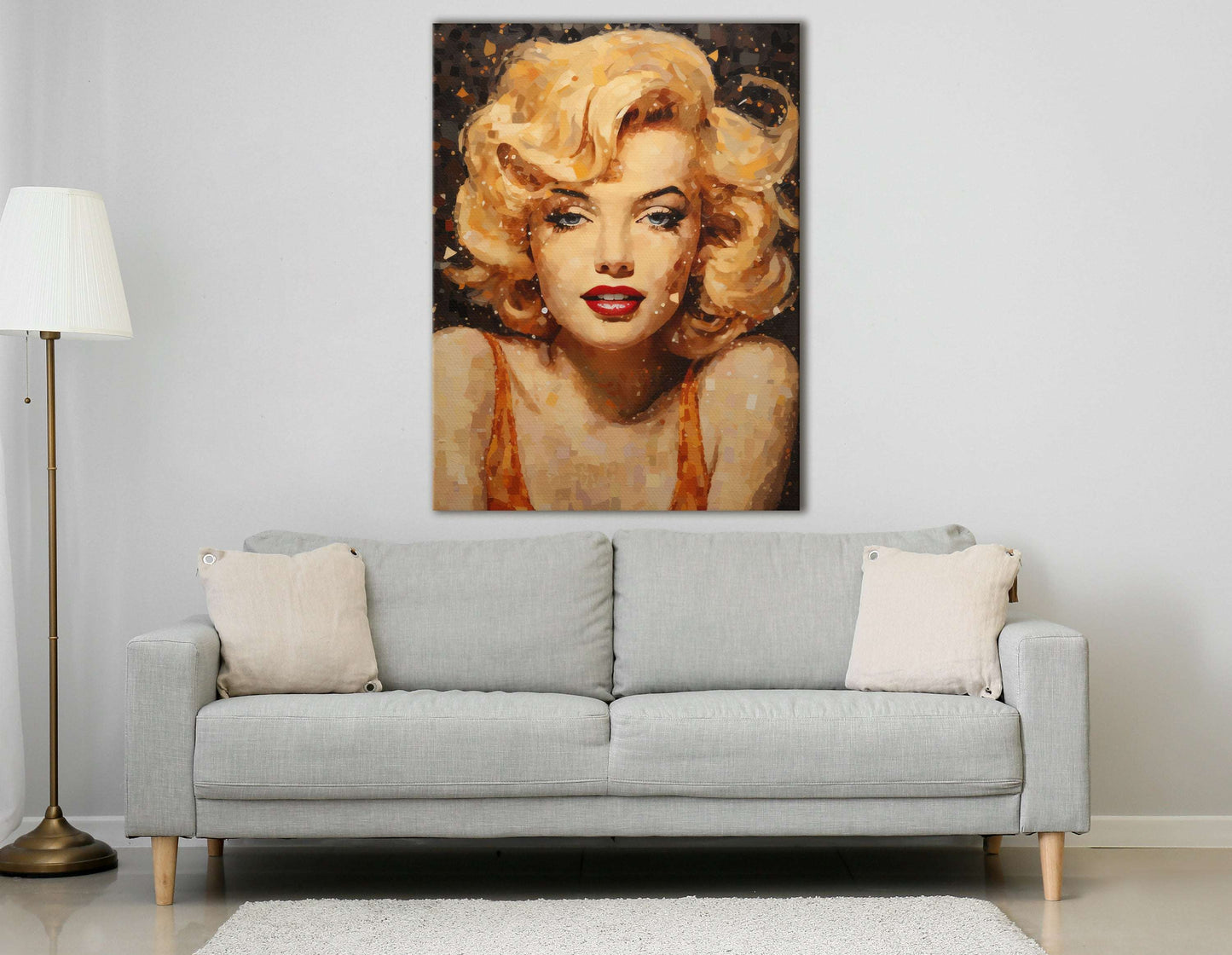 Stylized Mosaic Portrait of Marilyn Monroe - Canvas Print - Artoholica Ready to Hang Canvas Print