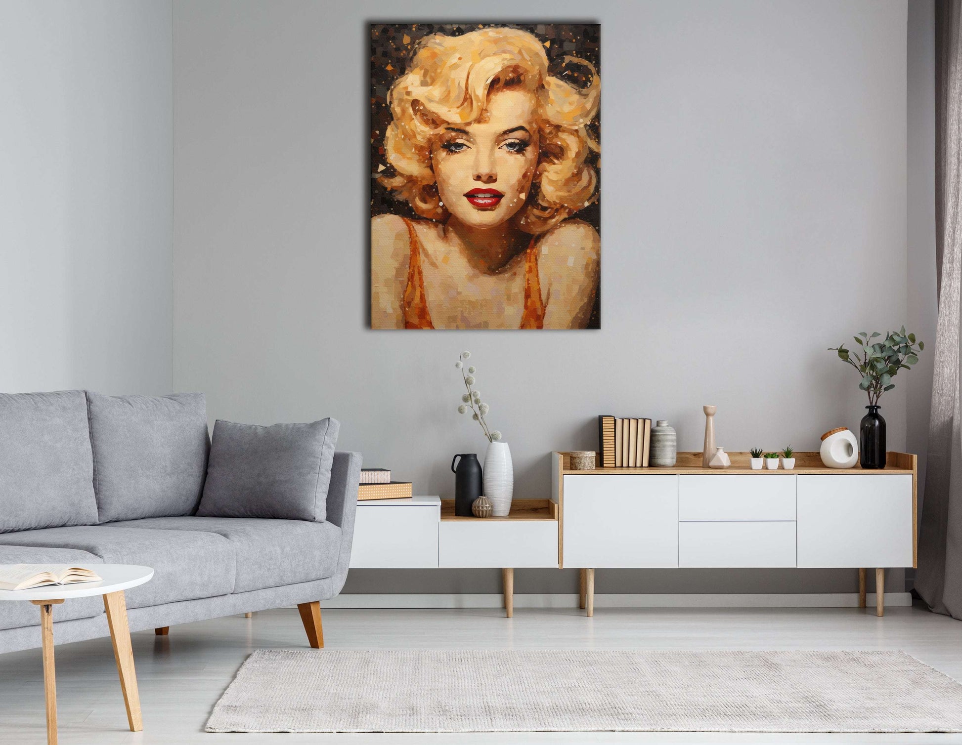 Stylized Mosaic Portrait of Marilyn Monroe - Canvas Print - Artoholica Ready to Hang Canvas Print