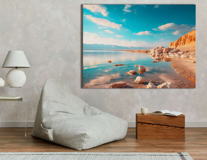 Sun-Filled Dead Sea Landscape - Canvas Print - Artoholica Ready to Hang Canvas Print