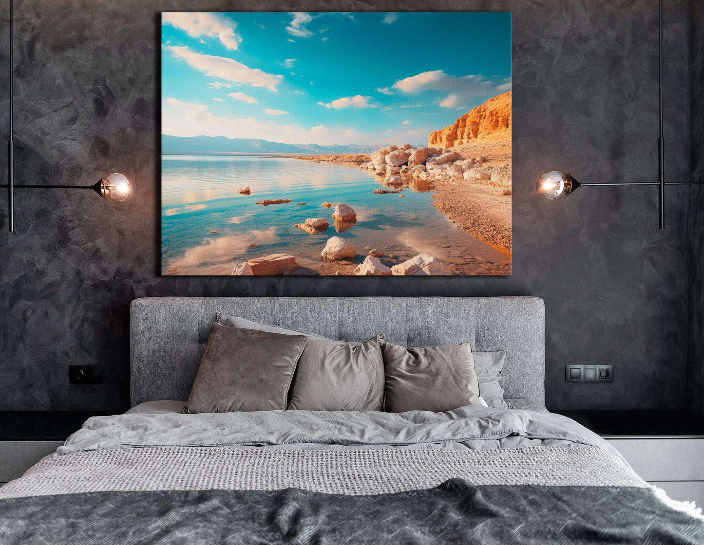 Sun-Filled Dead Sea Landscape - Canvas Print - Artoholica Ready to Hang Canvas Print