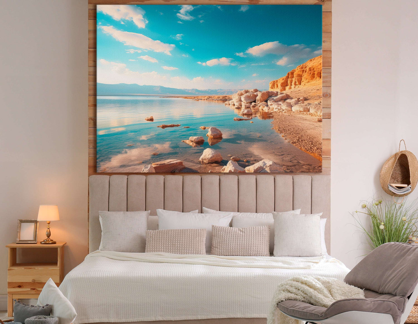 Sun-Filled Dead Sea Landscape - Canvas Print - Artoholica Ready to Hang Canvas Print