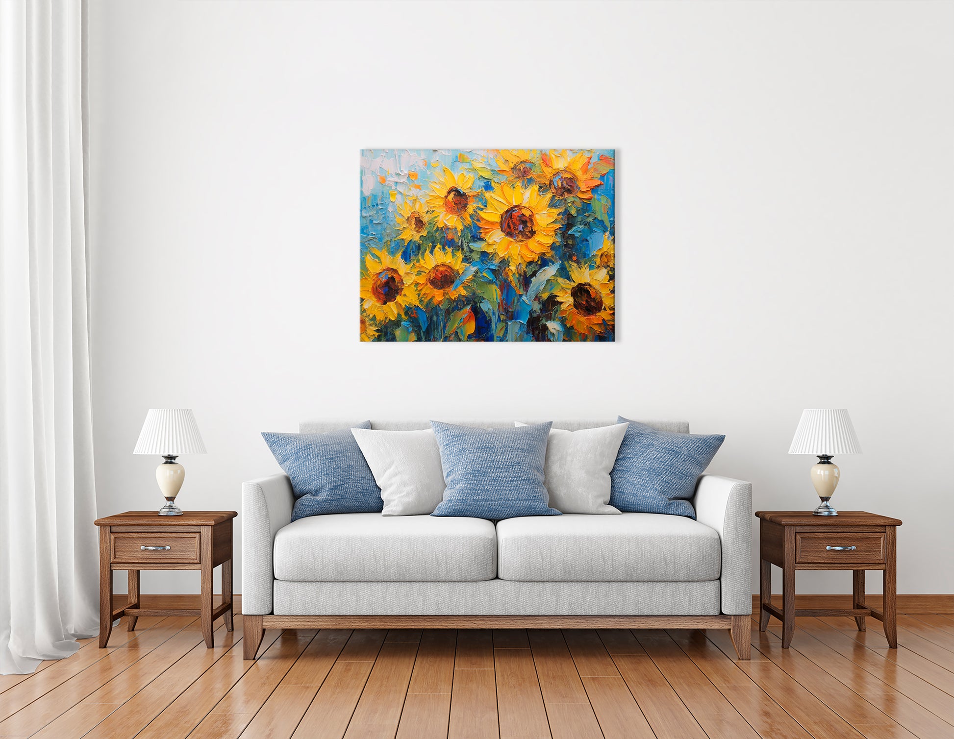 Sunflower Field in the Morning Mist - Canvas Print - Artoholica Ready to Hang Canvas Print