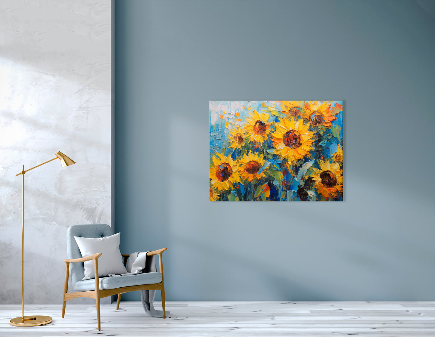 Sunflower Field in the Morning Mist - Canvas Print - Artoholica Ready to Hang Canvas Print