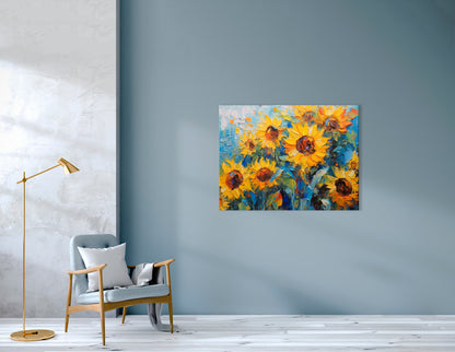 Sunflower Field in the Morning Mist - Canvas Print - Artoholica Ready to Hang Canvas Print