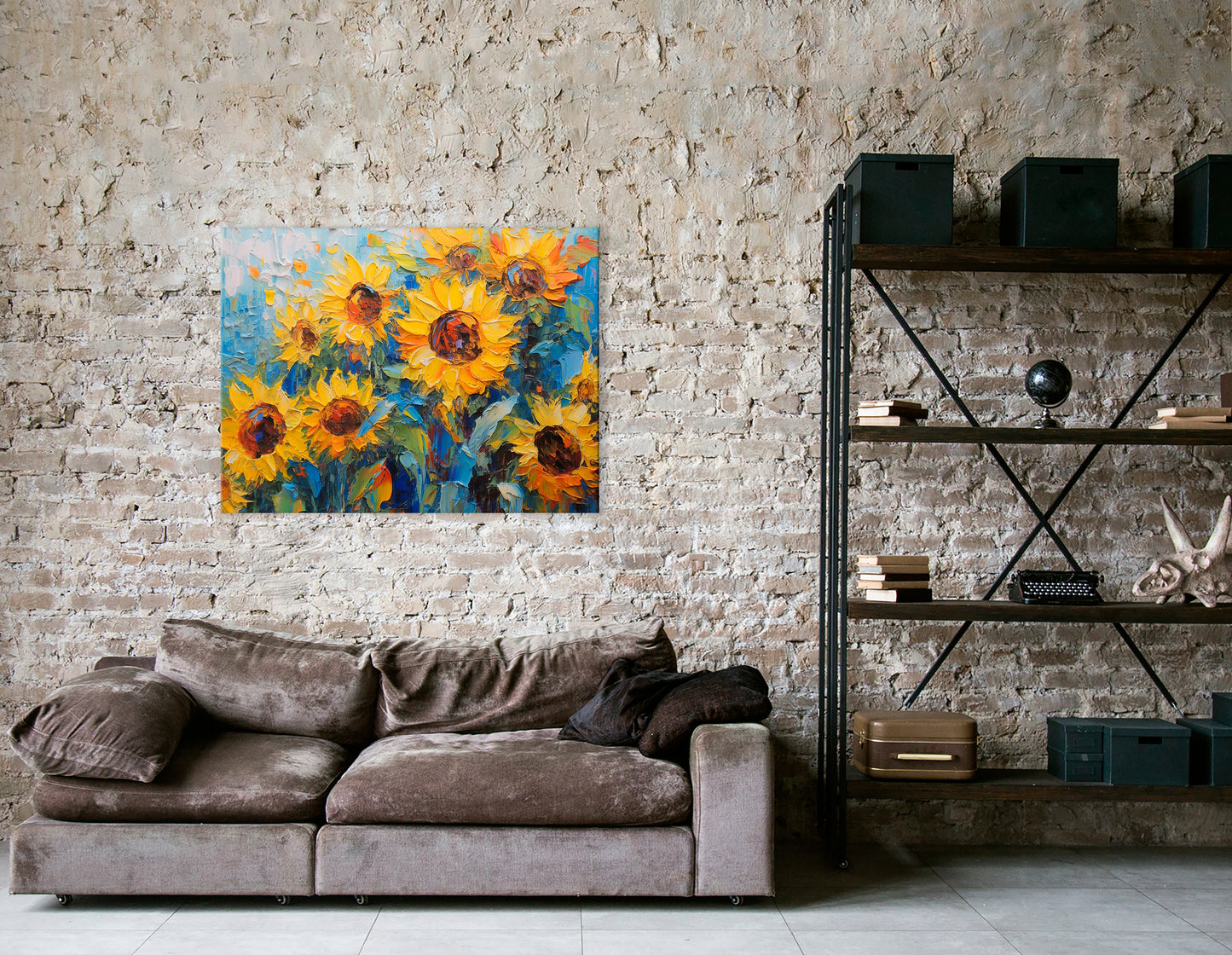 Sunflower Field in the Morning Mist - Canvas Print - Artoholica Ready to Hang Canvas Print