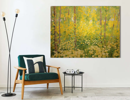 Sunny Yellow Floral Forest - Canvas Print - Artoholica Ready to Hang Canvas Print