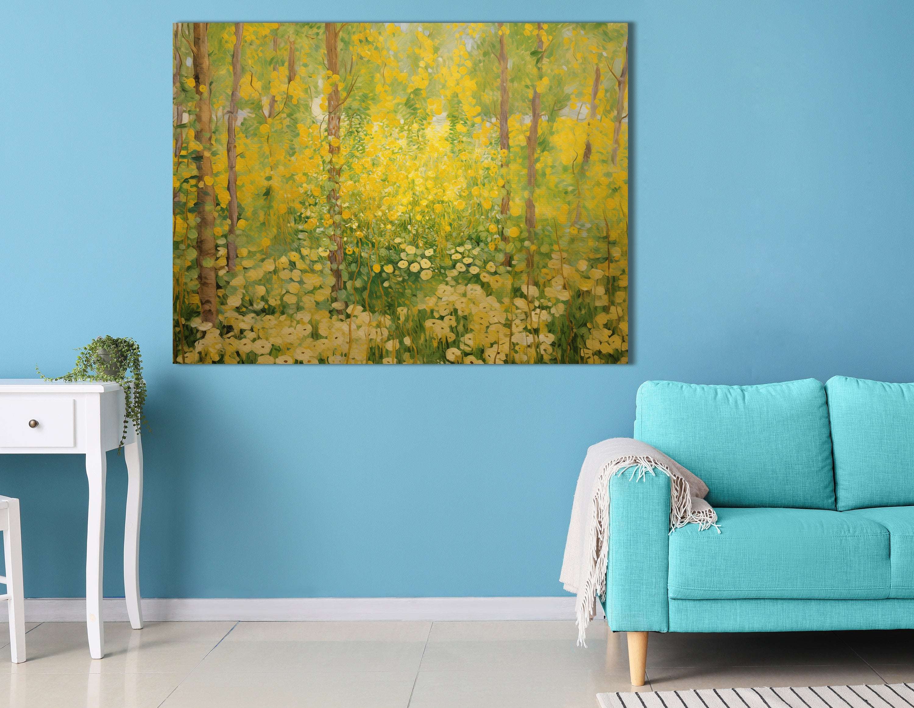 Sunny Yellow Floral Forest - Canvas Print - Artoholica Ready to Hang Canvas Print