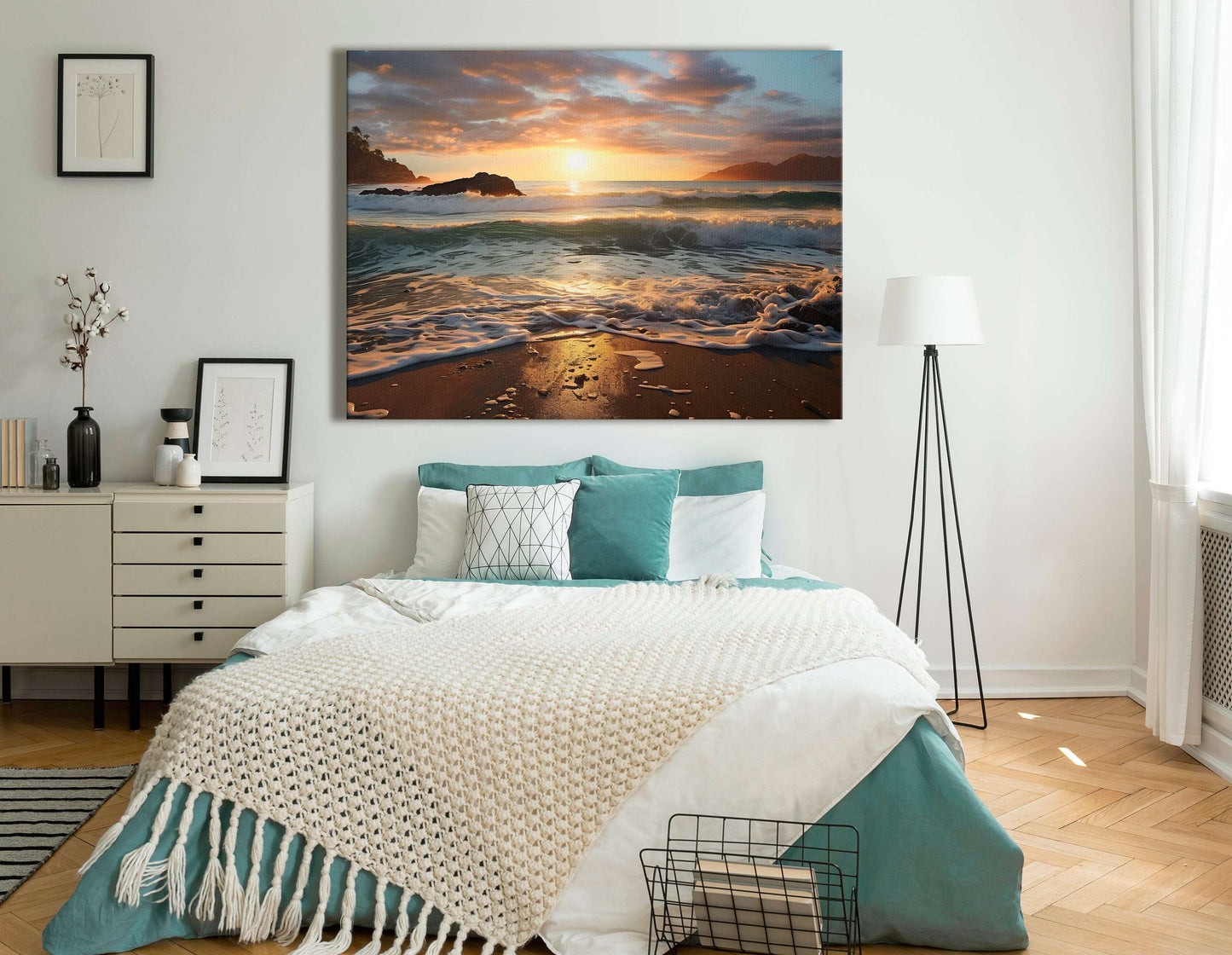 Sunrise on a Sandy Beach - Canvas Print - Artoholica Ready to Hang Canvas Print